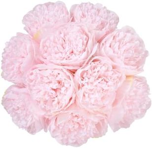U'Artlines 20 Heads Artificial Peony Silk Flower Leaf Home Office Wedding Party Festival Bar Decor (Light Pink)