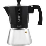 GROSCHE Milano Induction Stovetop Espresso Maker Moka Pot for Greca, Induction, Electric & Gas Stoves, Dishwasher Safe Stovetop Espresso Maker, Canadian Brand! | 9 Espresso Cup, Black