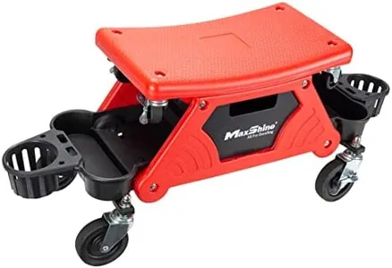 Maxshine Detailing Creeper Seat w/No Cushion - 2-in-1 Mobile Rolling Creeper w/Detachable Seat, 2 Side Holders, and a Drawer - Car Cleaning, Buffering, Polishing, Ceramic Coating, & Waxing