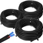 Sasylvia 1/4" x 300 Ft, 1/2" x 300 Ft, 3/8" x 300 Ft Split Wire Loom Tubing Wire Conduit Bulk Black Flexible Electrical Wire Cover Protective Split Cable Sleeves