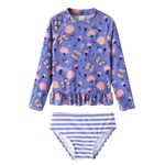 LIBREDGE Girls Rash Guard 2-Piece Swimsuit Set Long Sleeve Bathing Suits with UPF 50+ Sun Protection 4-3T Purple