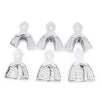 Dental Impression Trays, 6Pcs Stainless Steel Autoclavable Upper & Lower Tooth Impression Tray, Small Medium Large 3 Size Teeth Perforated Impression Mold Kit