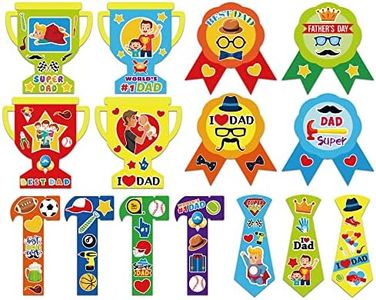 Qyeahkj 30pcs Father's Day Craft Kits for Kids, Fun DIY Paper Handmade Trophy Tie Craft for Daddys Day Girls Boys Home Classroom Indoor Game Activities Favors