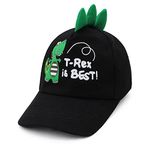 VRITRAZ Trex Cartoon Character Printed Little Cap for Kids, Baby Girls & Boys 3-12 Years (Black)