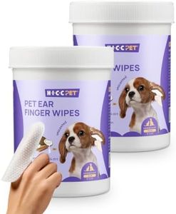 HICC PET Dog Ear Wipes Finger 100 Count Dog Ear Cleaner Wipes for Dogs & Cats, Dog Ear Infection Treatment to Relieve Ear Itching & Inflammation, Remove Ear Wax, Dirt, Smelly - Unscented