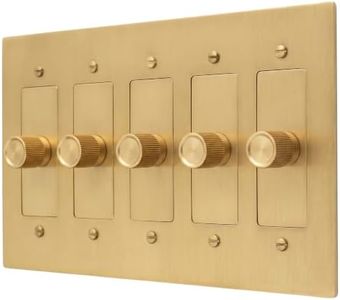 Brass Dimmer Light Switch - 120V AC - Solid Brass Wall Plate for LED Bulbs - Handcrafted Rotary Dimmer with Knurled Knob - UL Listed Flicker-Free Dimming - Vintage Style Light Control for Home Décor