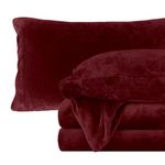 Elegant Comfort Luxuriously Soft 4-Piece Velvet Plush Flannel Sheet Set - Premium Quality - Cozy Warm, Anti-Static, Non Pilling Fuzzy Velvet Flannel Fleece Deep Pocket Sheet Set - King, Burgundy