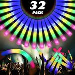 Party Spot! 32 Pcs 16 inch 4 Color Foam Glow Sticks, foam glow sticks bulk with 3 Modes Colorful Flashing, Glow in the Dark Party Supplies, Glow Sticks Bulk Party Pack for Wedding, Concert, Party