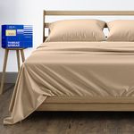 100% Cotton California King Size Sheet Set - 4 Piece Set - Hotel Luxury Bed Sheets - Deep Pockets - Easy Fit - Breathable & Cooling - 1000 TC Sateen Weave Taupe Bedding Set - Cali Kings Size Sheets