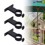 VANROUG Deck Patio Umbrella Holder,Patio Umbrella Stand Umbrella Clamp Mount Bracket Outdoor Umbrella Base Clamp for Deck Railing, Balcony, or Courtyard(3 PCS Black)