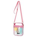 Aucuu Clear Crossbody Bag, Stadium Approved Clear Purse Bag With Adjustable Shoulder Strap, Messenger Bags Transparent Shoulder Bag for Concerts Sports（Pink）