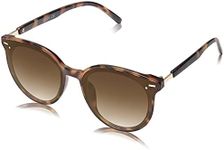 SOJOS Classic Round Sunglasses for Women Men Retro Vintage Shades Large Plastic Frame Sunnies SJ2067 with Yellow Tortoise Frame/Gradient Brown Lens