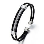 COOLSTEELANDBEYOND Mens Womens Stainless Steel Twisted Cable Adjustable Cuff Bangle Bracelet Silver Black Two Tone(CA)