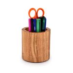 Samhita Acacia Wood Round Supply Organizers for Drawers, Cabinets, Shelves, Cubby, or Desktop, Hold Pens, Pencils, Supplies (10.16cm x 10.16cm x10.16cm)