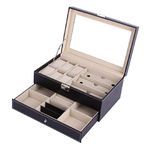 Styleys Wrist Watch Box, Watch Case, Watch and Sunglasses Organizer for Women, Jewelry Box (W117, Black)