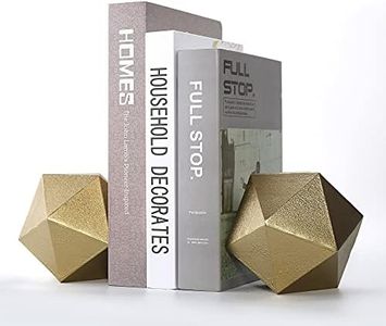 Ambipolar Geometric Decorative Ball Shaped Bookends, Modern Cast Iron Gold Bookends for Office Desk, Book Shelf, Room Decor, Home Office, Book Stand or Organizer, Set of 2