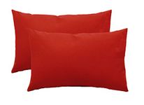 Set of 2 - Indoor/Outdoor Rectangle/Lumbar Decorative Throw/Toss Pillows - Solid Red