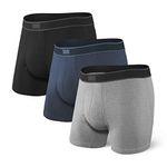 Saxx Underwear Men's Boxer Briefs - Daytripper Boxer Briefs with Built-in Pouch Support – Pack of 3,Black/Grey/Navy,Medium