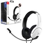 PDP Gaming LVL40 Stereo Headset with Mic for Nintendo Switch - PC, iPad, Mac, Laptop Compatible - Noise Cancelling Microphone, Lightweight, Soft Comfort On Ear Headphones, 3.5 mm Jack - black-white