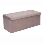 B FSOBEIIALEO Storage Ottoman Bench, Folding Tufted Ottomans with Storage, Extra Large 140L Toy Chest Storage Boxes Footrest Bench for Bedroom, Luxury Velvet Fabric Light Purple 43 Inches