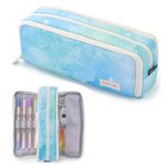 X SIM FITNESSX Pencil Case Teenager Girls Pencil Case 3 Compartments Boys Large Capacity Pencil Case for School & Office (Meteor Blue)