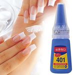 Kreni Nail Glue - Super Glue Stronger For Artificial Or Fake Nails,Nail Art 20g - Bottle 401 Rapid Fix Handmade Adhesive Quick Dry (clear, pack of 1)