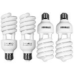 4X 45W E27 Professional Daylight Fluorescent Balanced Energy Saving Bulb 5500k Photography Studio Lighting Light Bulbs Continue Shooting for Video Photo Photography Studio Softbox Home Lighting