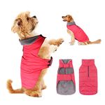 PPET Dog Cold Weather Coats Waterproof Windproof Winter Dog Jacket,Thick Padded Warm Coat Vest Blue Snowsuit Warm Dog Apparel for Small Medium Large Dogs with Furry Collar (Red, Small)