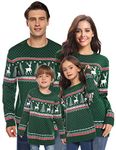 Aottori Christmas Jumpers for Men Xmas Jumper Novelty Reindeer Christmas Sweater Long Sleeve Knitted Pullover Sweatshirt Tops for Adult Couples Green-Men M