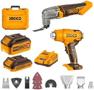 INGCO 20V Cordless Multi-Tool 10000-20000RPM and Cordless Hot Air Gun Portable Heat Gun Max 1022°F (550°C), 100/200 L/min with 1Pcs 4.0Ah Battery and 1Pcs 2.0Ah Battery COSLI230703