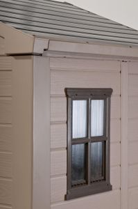 Keter Factor 6x6ft Outdoor Garden Storage Shed – Double Door, Beige Brown, Weather Resistant