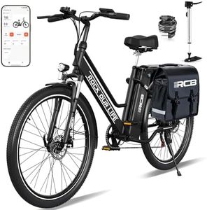 RCB RK8S 26" Electric Bike, 250W Motor, 7 Speed, Range 35-50 km, City Ebike, Double Disc Brakes (black)