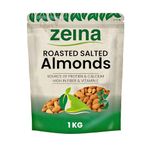 Zeina Roasted Salted Almonds - Air Roasted California Almonds, No Added Oil - Vegan and Kosher Approved Healthy Snack, High in Fibre, Minerals, Vitamin E - 1 x 1Kg