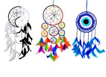 Reiki Crystal Products Ying Yang, Evil Eye, 7 Round Wall Hanging Dream Catcher for Positive Energy and Protections, Pack of Combo 3 pc