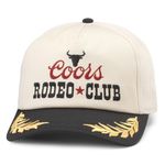 AMERICAN NEEDLE Coors Beer Rodeo Club Captain Adjustable Snapback Baseball Hat, Ivory/Black (24002A-COORS-IBLK), Club Captain (Ivory/Black), One Size