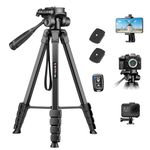 Victiv New Camera Phone Tripod, 67.7"/172cm Portable Aluminum Phone Tripod Stand with Detachable 3-Way Head for DSLR Canon Nikon Sony Action Camera with Phone Holder and Remote