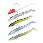 Fishing Lures,5PCS Soft Plastic Lures Swimbaits for Bass Pike Trout with Jig Head and T tail,Artificial Bait, Fishing Tackle for Saltwater & Freshwater 11cm 10g