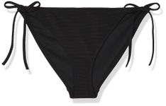 Calvin Klein Women's String Side Tie Bikini Bottoms with Logo Badge, Black (Pvh Black), M