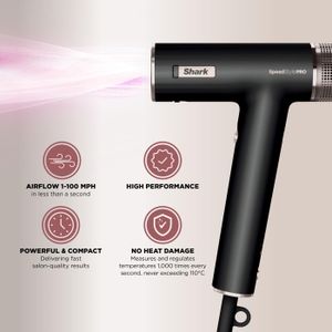 Shark SpeedStyle Pro Hair Dryer – Black, Fast Drying