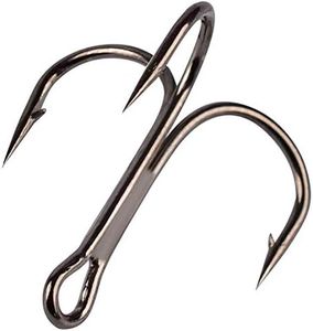 AMHDV 100pcs Treble Hooks Barbed Sharp Treble Hook for Freshwater and Saltwater (Black, 10# 100pcs)