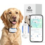 DBDD Dog GPS Tracker, Smart Waterproof Tracker with Real-Time Location, Escape Alerts, Activity Monitor, iOS & Android Compatible, for Dogs 40 lbs+ (White)