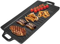 Reversible Cast Iron Griddle Plate Thickened BBQ Versatile Baking Grill Indoor Open Fire Oven Gas Stove Outdoor Camping Integrated Handles and Oil Drip Trays