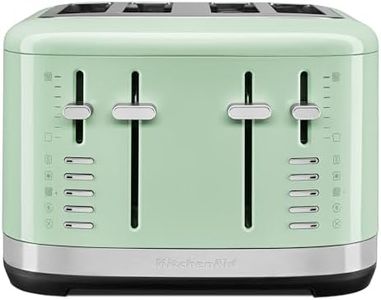 KitchenAid Pistachio KMT4109 1800W Easy Clean and Extra Wide 3.1cm 4 Slice Toaster, High-Lift Lever, 7 Settings for Bagels, Crumpets, Muffins