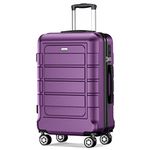 SHOWKOO PC+ABS Durable Carry-On Hardside Luggage with Spinner Wheels TSA Lock,20-Inch,Purple