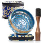 Tibetan Singing Bowl Set – Authentic Hand-Tuned Sound Bowl for Meditation – Complete Meditation Bowl Kit with Cushion, Mallet, Box & Guide – Perfect Tibetan Bell for Yoga, Relaxation, & Sound Healing