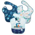 Bumkins SuperBib, Baby Bib, Waterproof, Washable, Stain and Odor Resistant, 6-24 Months, 3-Pack – Hangry/Dinosaurs/Blue Tropic