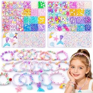 MiuCo Bracelet Making Kit for Girls - Cute Beads for Jewelry Making Kit with Charms Can Make Approx. 35+ Bracelets and Necklaces - Arts and Crafts Birthday Gifts for Kids Girls Ages 5 6 7 8-2 Box