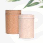 Eha Earth Friendly Canister with Air Tight Lid | Food Storage Container Jars Set of 2 | Made with Rice Husk and Bamboo Fibers | 700ml | Sand Castle-Tortilla