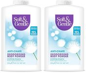 SOFT & GENTLE Fresh Cotton Talc Free Cotton Body Powder 250g, Deodorising Personal Hygiene Against Moisture, Friction & Odour, Prevent Smudging After Self-Tanning & Facial Makeup, Baby Powder