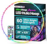 UltraHoop Remote LED Hoop - Wireless Control 60 Color Changing LED Lights w/ 300+ Modes & Patterns - Rechargeable Battery, HDPE Collapsible, Advanced to Beginner Hoola Hoops - 28” x 5/8" OD - UltraPoi